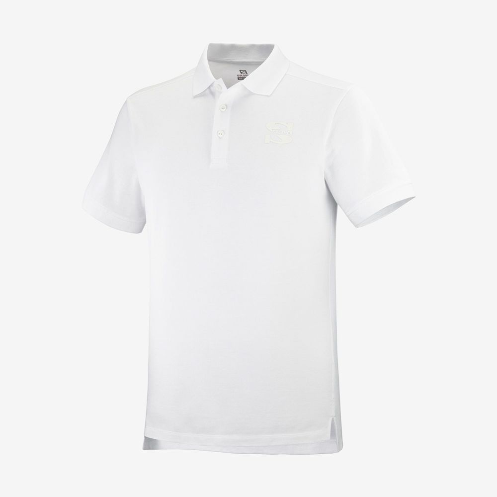 T-Shirts Salomon Homme Blanche - Salomon OUTLIFE SS POLO M - France (5802-RSAQZ)